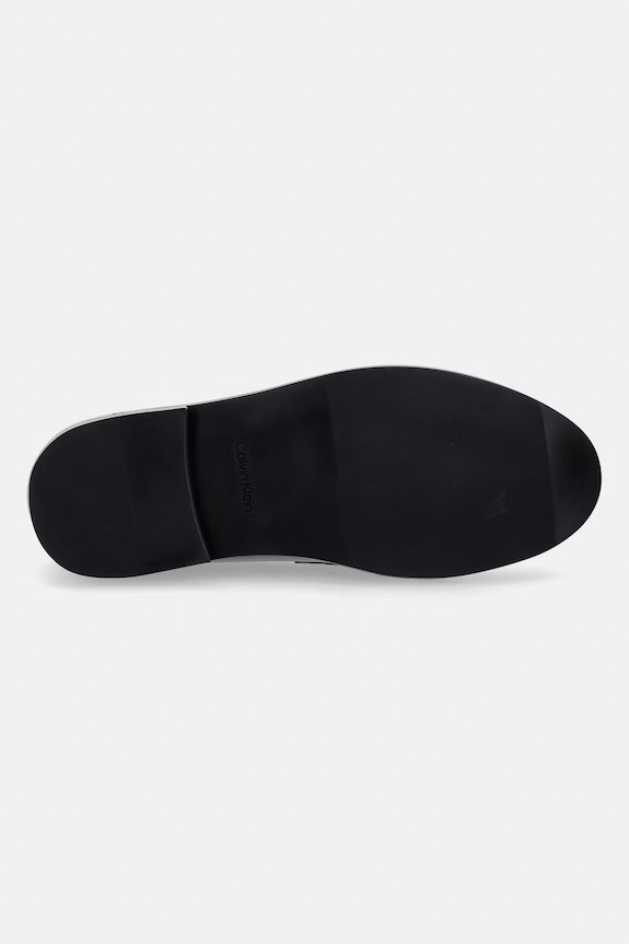 Calvin Klein mocassini da donna in pelle ROUND LOAFER LTH HDW HW0HW03031 marrone