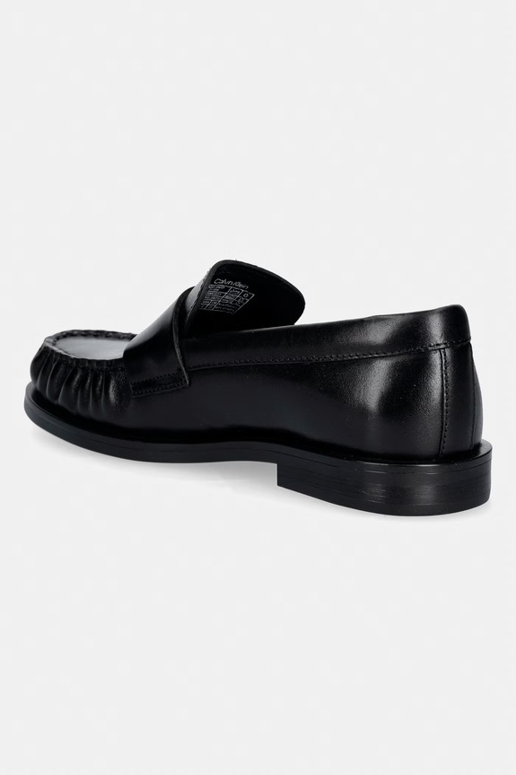 Scarpe Calvin Klein mocassini da donna in pelle ROUND LOAFER LTH HDW HW0HW03031 nero