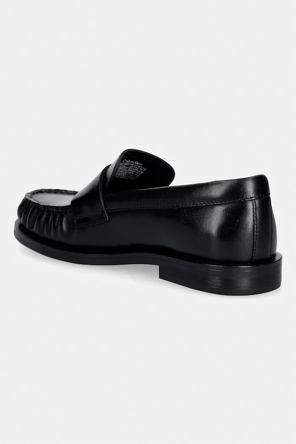 Scarpe Calvin Klein mocassini da donna in pelle ROUND LOAFER LTH HDW HW0HW03031 nero