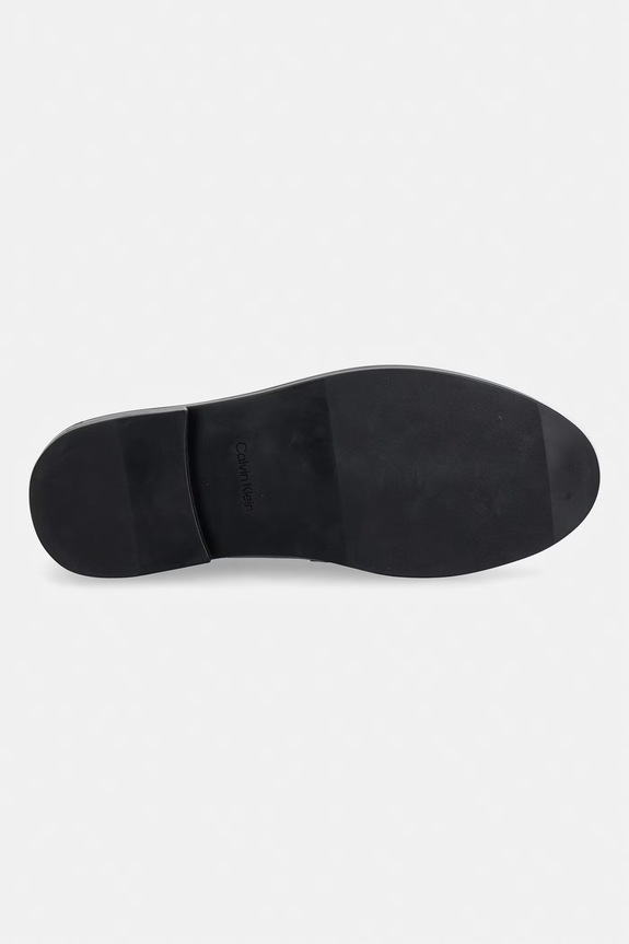Calvin Klein mocassini da donna in pelle ROUND LOAFER LTH HDW HW0HW03031 nero