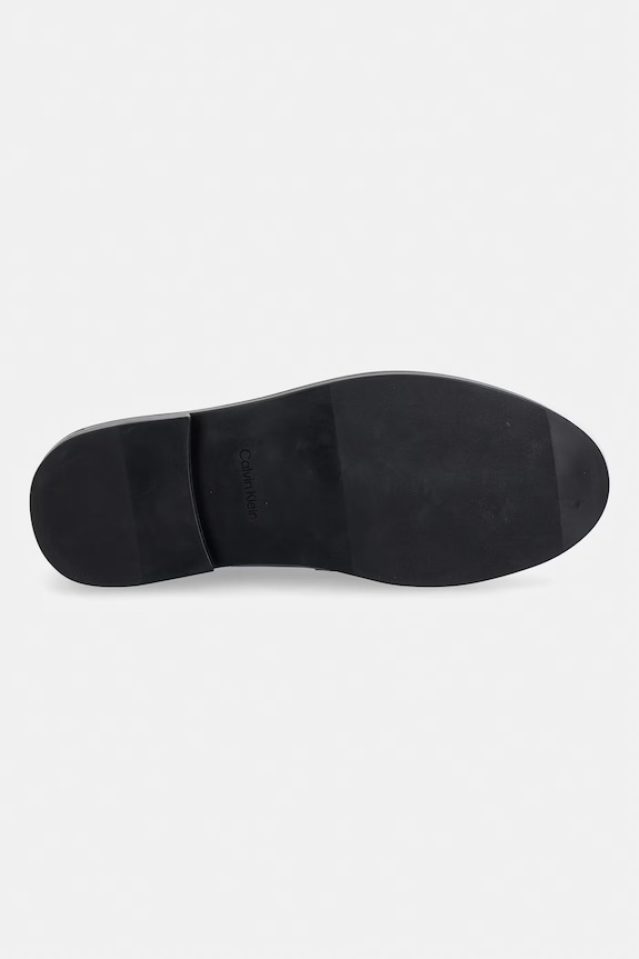 Calvin Klein mocassini da donna in pelle ROUND LOAFER LTH HDW HW0HW03031 nero