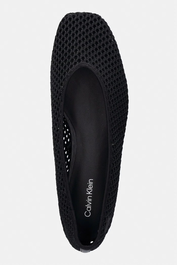 Calvin Klein baleriny SQUARE BALLERINA LINEN MESH czarny HW0HW03125