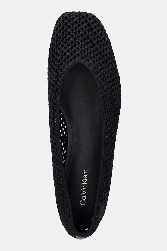 Calvin Klein baleriny SQUARE BALLERINA LINEN MESH czarny HW0HW03125