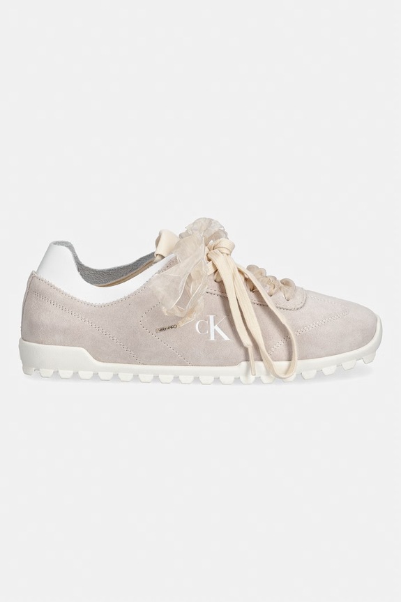 Calvin Klein LOW PROFILE RUN MG SUE DB LACES sneakersy damskie HW0HW03150 beżowy SS26