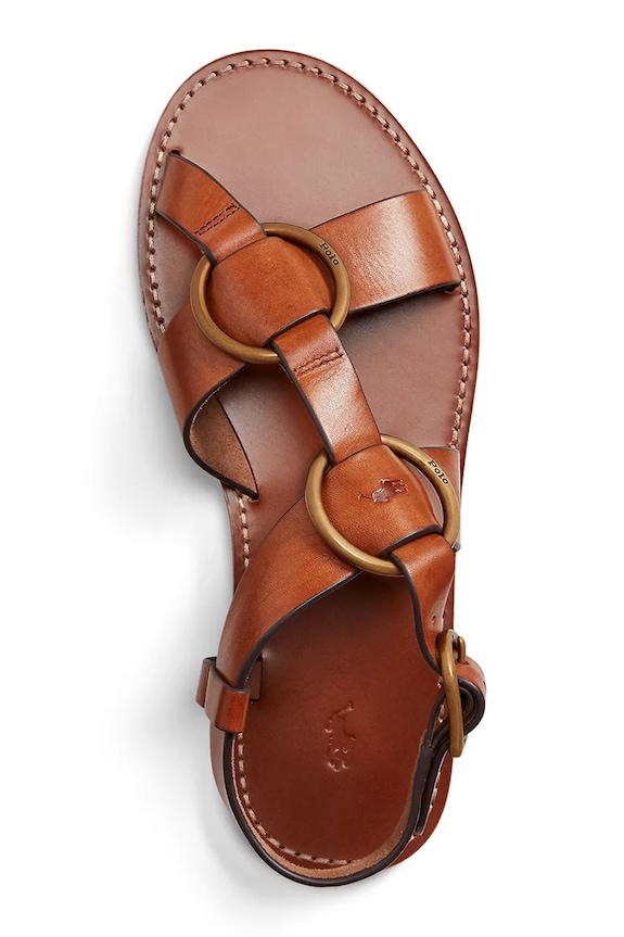 Polo Ralph Lauren bőr szandál Plo Rng Sandal barna 818923266001.200