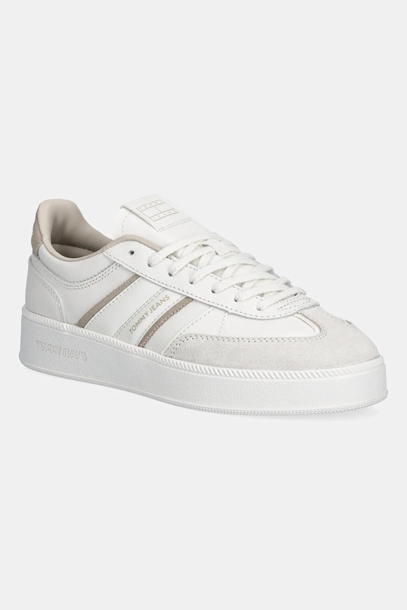 Sneakers Tommy Jeans THE GREENWICH EDGE FLATFORM δέρμα σαμουά λευκό EN0EN02900