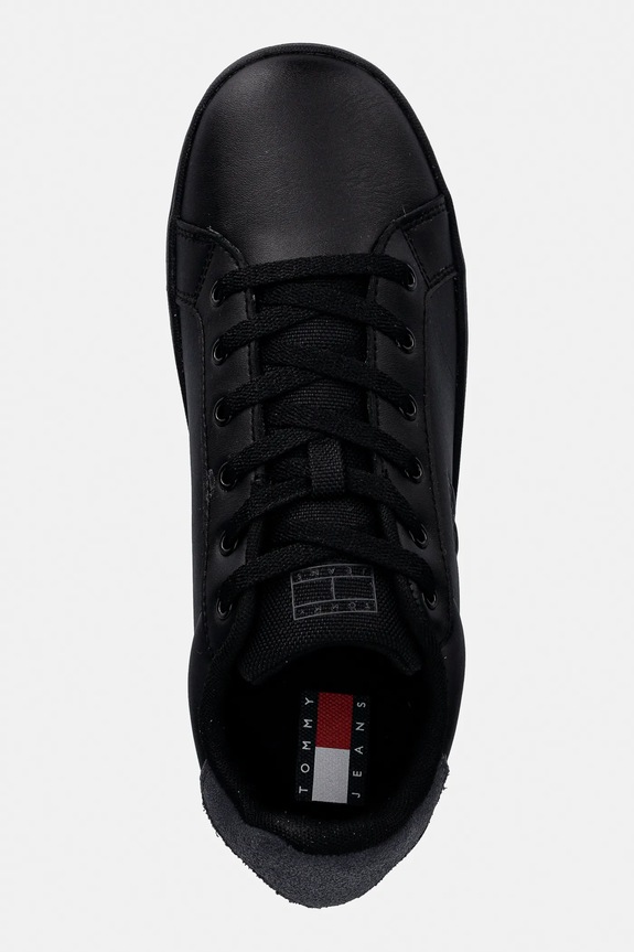 Kožené tenisky Tommy Jeans TJW FLATFORM ESS MU černá EN0EN02918