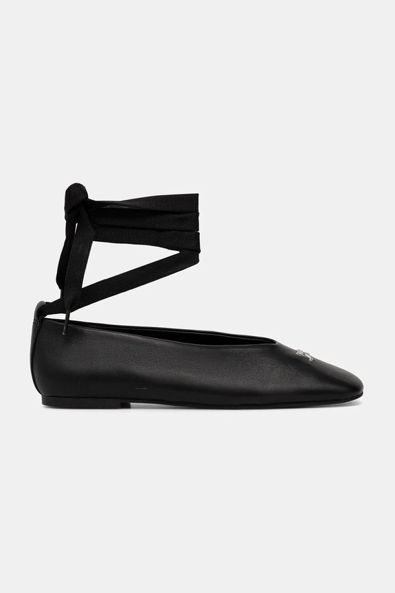 Δερμάτινες μπαλαρίνες Tommy Hilfiger TJW BALLERINA WITH LACES EN0EN02939 μαύρο SS26
