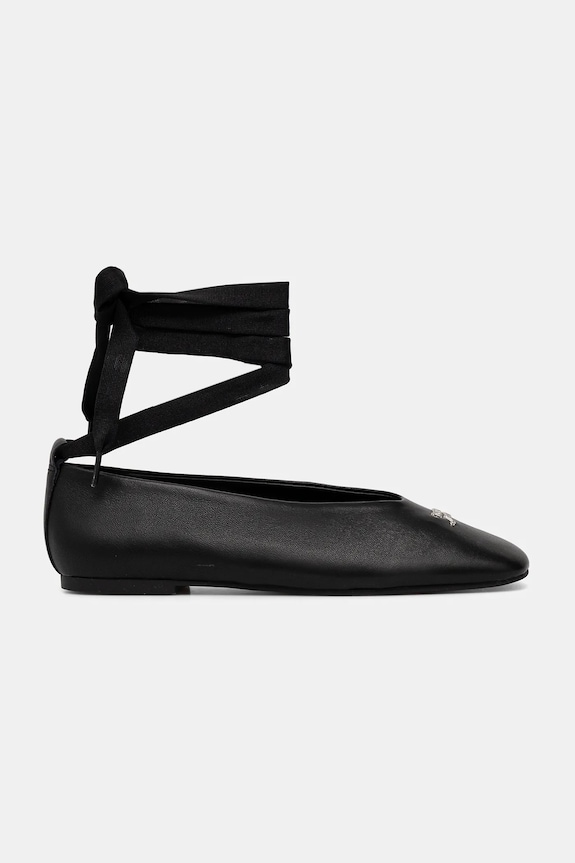 Δερμάτινες μπαλαρίνες Tommy Hilfiger TJW BALLERINA WITH LACES EN0EN02939 μαύρο SS26