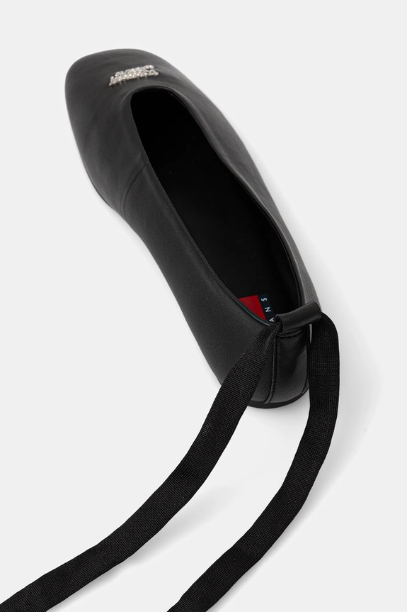 Παπούτσια Δερμάτινες μπαλαρίνες Tommy Hilfiger TJW BALLERINA WITH LACES EN0EN02939 μαύρο