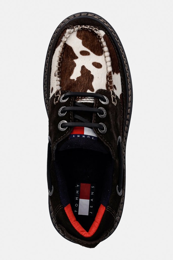 Mokasini iz semiša Tommy Jeans ARCHIVE 01 CALF HAIR rjava EN0EN03004