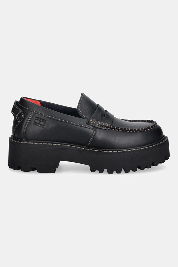Kožené mokasíny Tommy Jeans ARCHIVE 01 LOAFER LEATHER EN0EN03005 čierna SS26