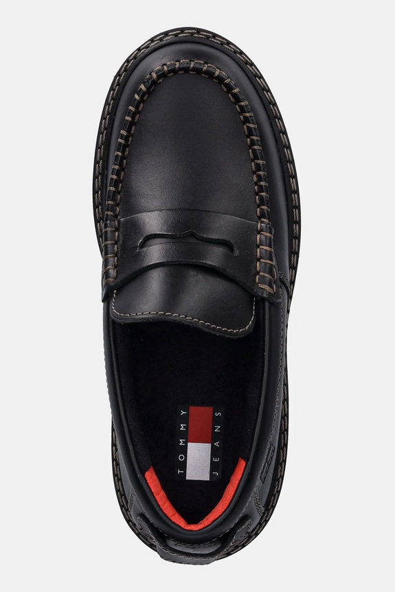 Kožené mokasíny Tommy Jeans ARCHIVE 01 LOAFER LEATHER čierna EN0EN03005