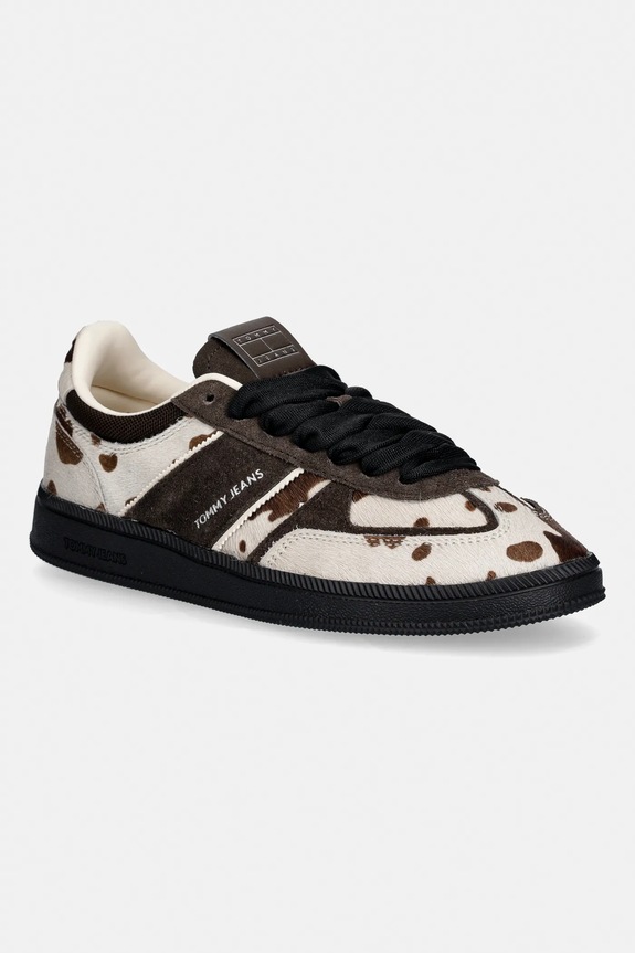 Kožne tenisice Tommy Jeans THE GREENWICH EDGE CALF HAIR ostalo smeđa EN0EN03007
