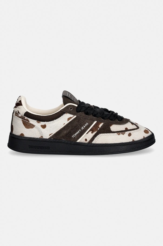 Kožne tenisice Tommy Jeans THE GREENWICH EDGE CALF HAIR EN0EN03007 smeđa SS26