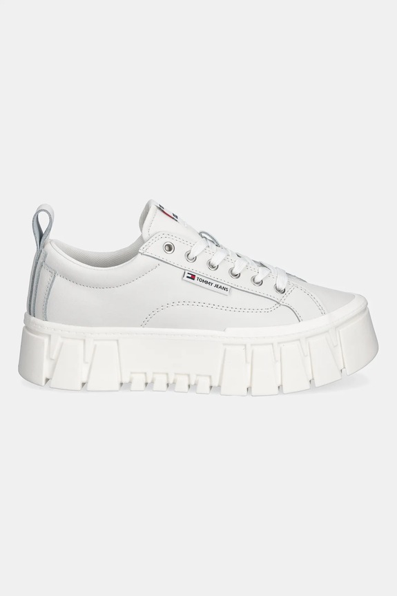 Tommy Jeans sneakers din piele TJW VULC FLATFORM LEATHER EN0EN03008 alb SS26