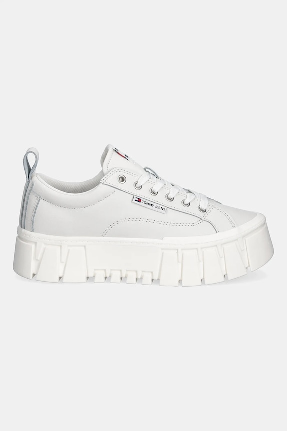 Tommy Jeans sneakers din piele TJW VULC FLATFORM LEATHER EN0EN03008 alb SS26