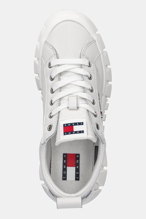Tommy Jeans sneakers din piele TJW VULC FLATFORM LEATHER alb EN0EN03008