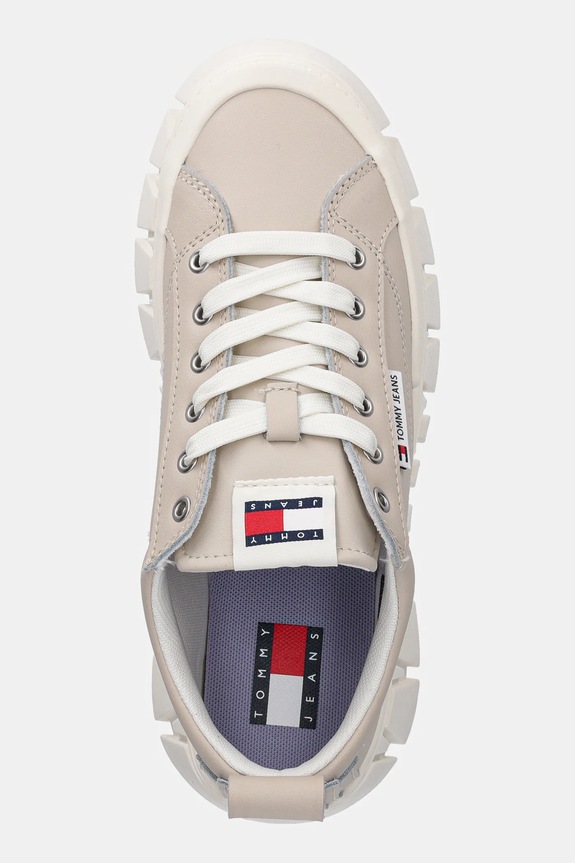 Δερμάτινα sneakers Tommy Jeans TJW VULC FLATFORM LEATHER μπεζ EN0EN03008