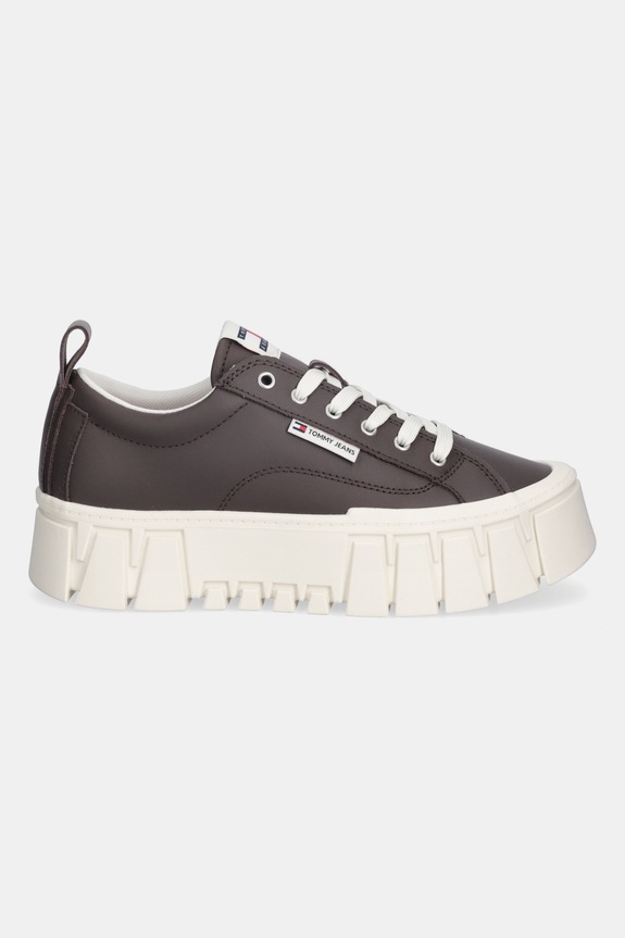 Tommy Jeans sneakers in pelle TJW VULC FLATFORM LEATHER EN0EN03008 marrone SS26