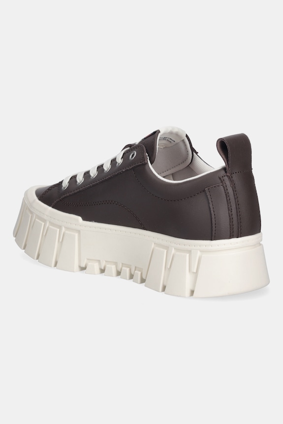 Scarpe Tommy Jeans sneakers in pelle TJW VULC FLATFORM LEATHER EN0EN03008 marrone