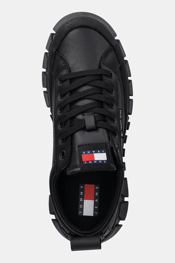 Tommy Jeans sneakers in pelle TJW VULC FLATFORM LEATHER nero EN0EN03008