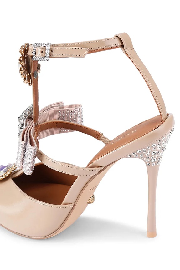 Kurt Geiger London bőr tűsarkú Bow Point Gladiator Court bézs 5382324309