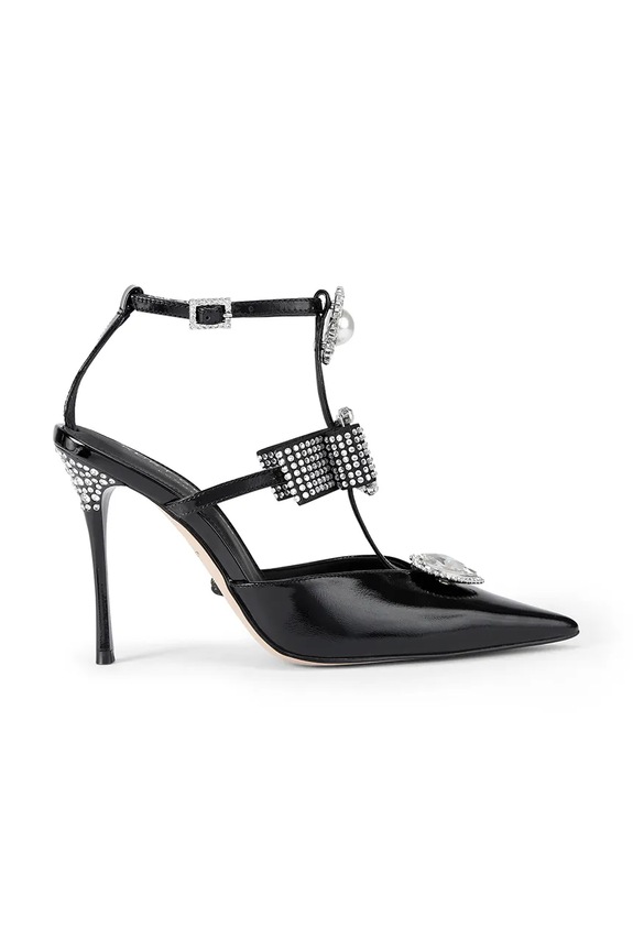 Kurt Geiger London bőr tűsarkú Bow Point Gladiator Court tűsarok fekete 5382300309