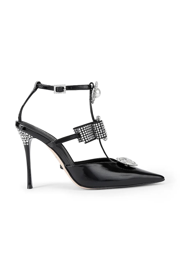 Kurt Geiger London bőr tűsarkú Bow Point Gladiator Court tűsarok fekete 5382300309