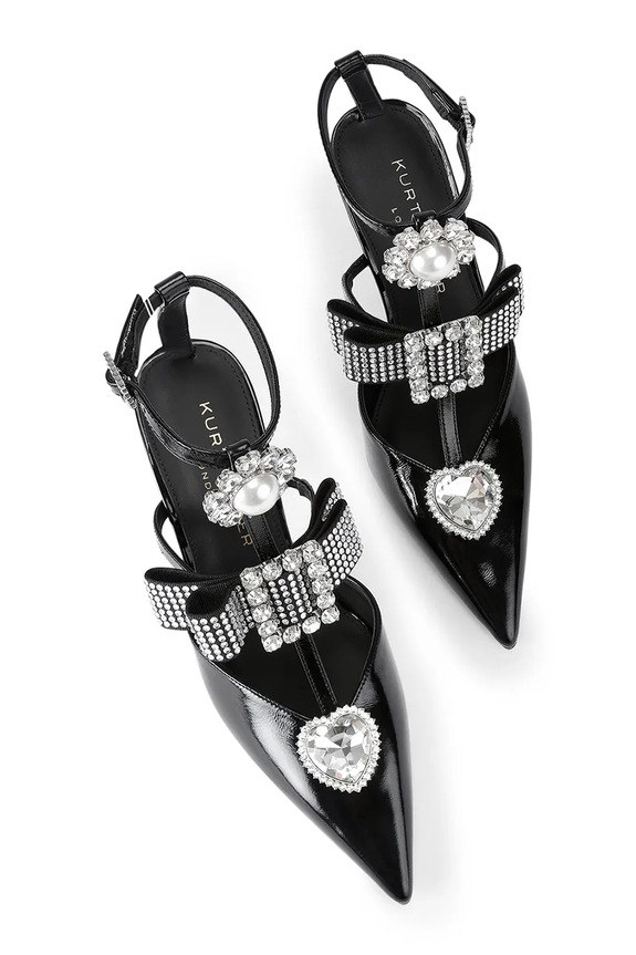Kurt Geiger London bőr tűsarkú Bow Point Gladiator Court 5382300309 fekete SS26