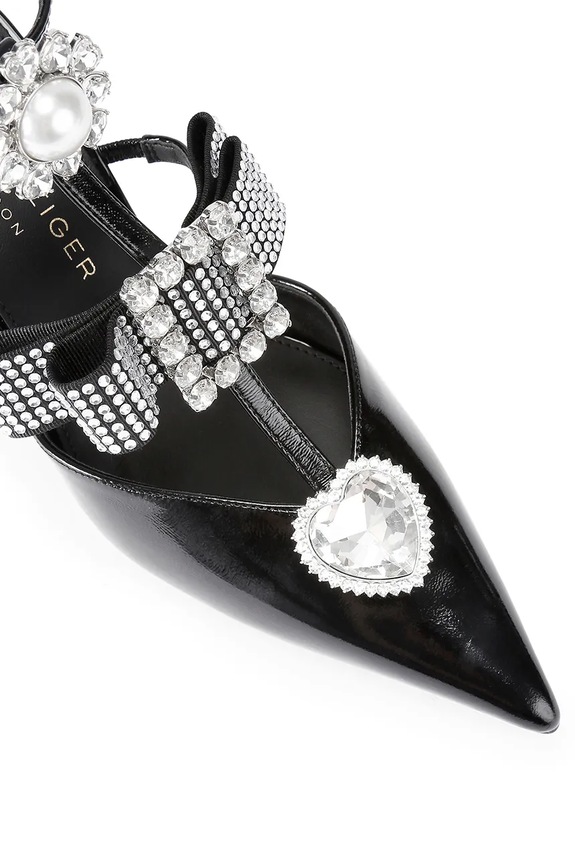 Cipők Kurt Geiger London bőr tűsarkú Bow Point Gladiator Court 5382300309 fekete