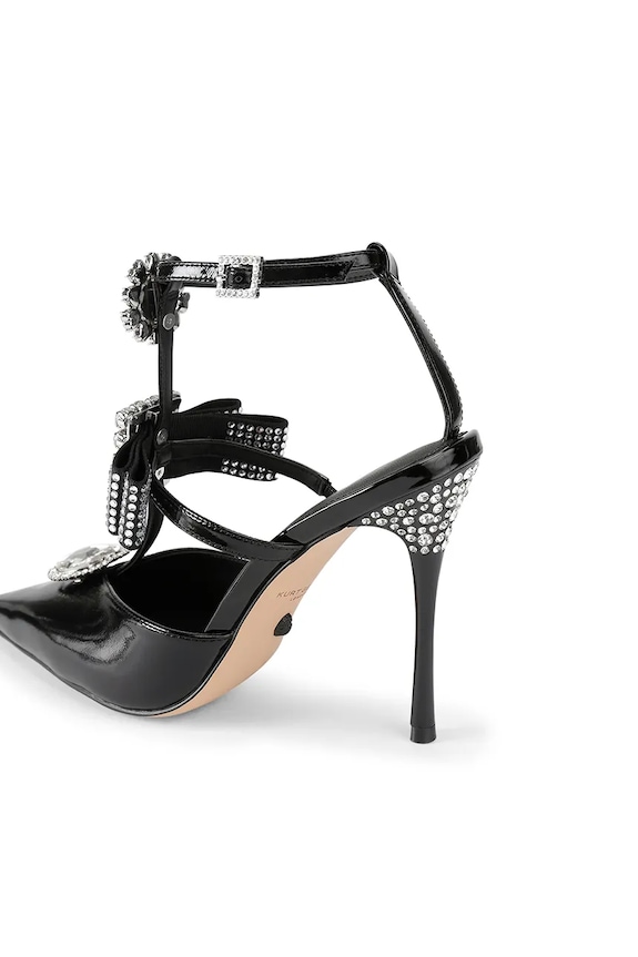 Kurt Geiger London bőr tűsarkú Bow Point Gladiator Court fekete 5382300309