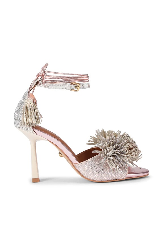 Sandale Kurt Geiger London Pom Pom Ankle Tie Sandal štikla zlatna 4366165209