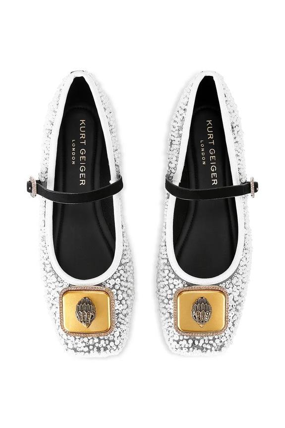 Kurt Geiger London baleriny Pimlico Ballerina 5392013069 srebrny SS26