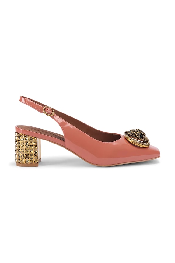 Кожени обувки с дебел ток Kurt Geiger London Chelsea Block Slingback гладка кожа кафяв 3415017309