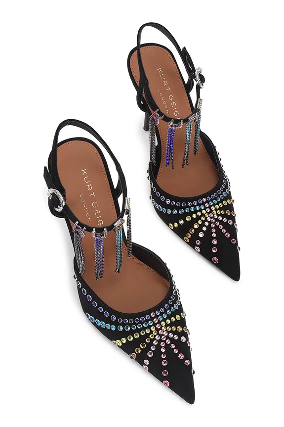 Kurt Geiger London velúr magassarkú cipő Kurt Crystal Point 5382905209 fekete SS26