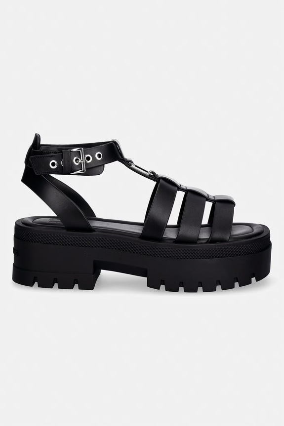 Tommy Jeans sandale pentru femei, din piele TJW FISHERMAN LEATHER MAX SANDAL EN0EN02943 negru SS26