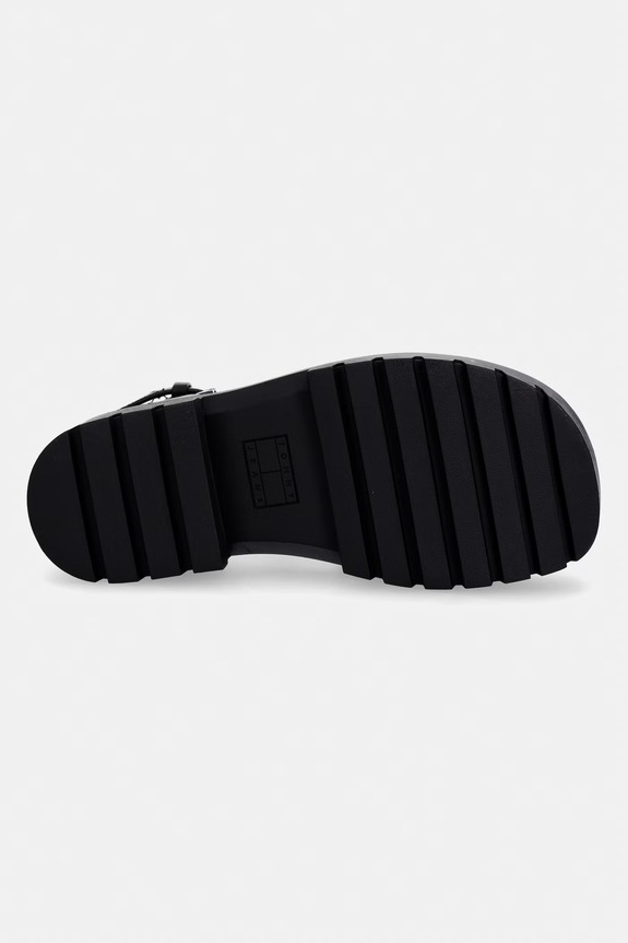 Tommy Jeans sandale pentru femei, din piele TJW FISHERMAN LEATHER MAX SANDAL EN0EN02943 negru
