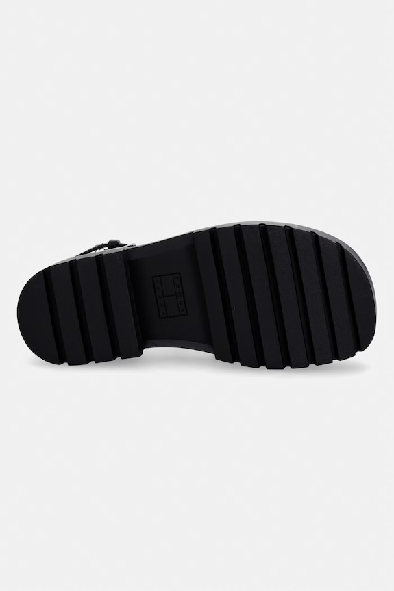 Tommy Jeans sandale pentru femei, din piele TJW FISHERMAN LEATHER MAX SANDAL EN0EN02943 negru