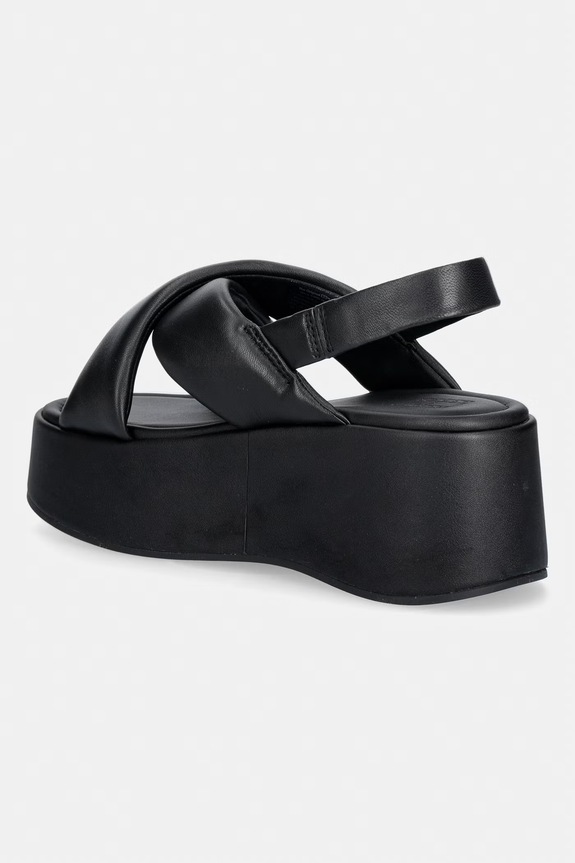 Cipők Tommy Jeans női platformos bőrszandál TJW PADDED STRAPS WEDGES EN0EN02946 fekete