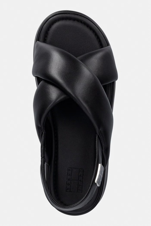 Tommy Jeans női platformos bőrszandál TJW PADDED STRAPS WEDGES fekete EN0EN02946