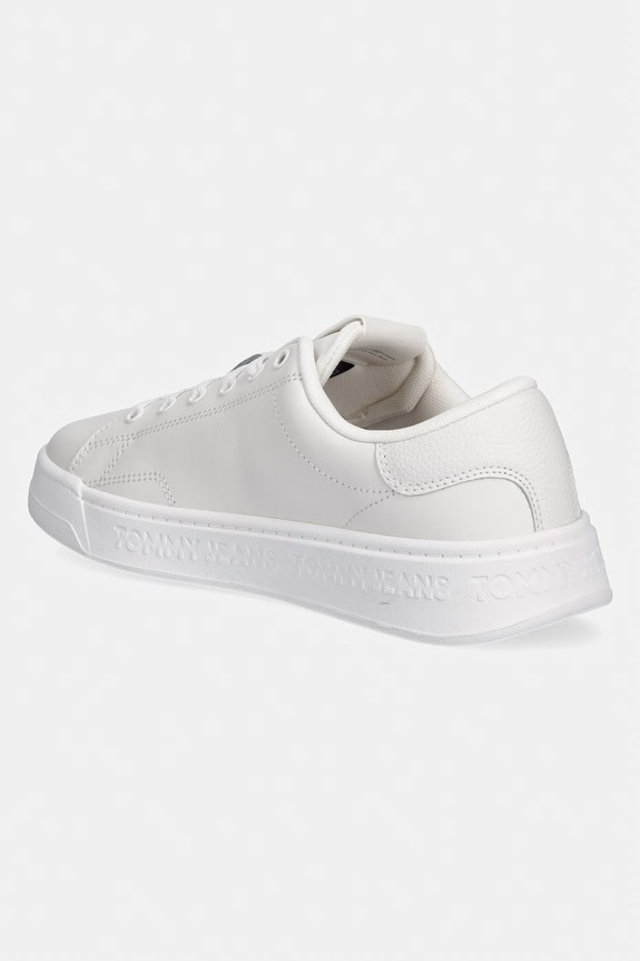 Παπούτσια Tommy Jeans TJW SCRIPT CUPSOLE αθλητικά γυναικεία δερμάτινα EN0EN02960 λευκό