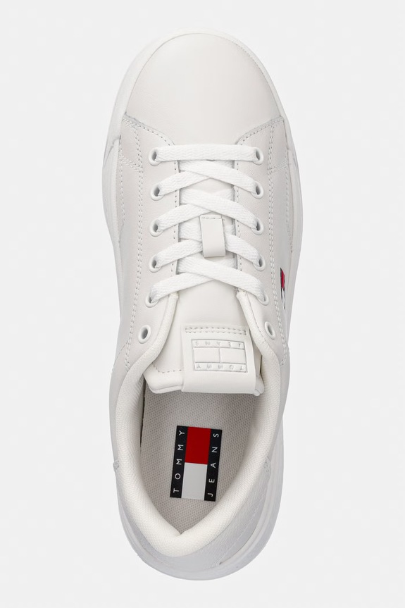 Tommy Jeans TJW SCRIPT CUPSOLE αθλητικά γυναικεία δερμάτινα λευκό EN0EN02960