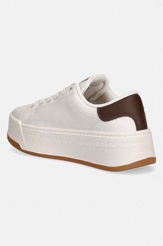 Obuv Tommy Jeans TJW SCRIPT CUPSOLE FLATFORM tenisky dámske kožené EN0EN02961 béžová