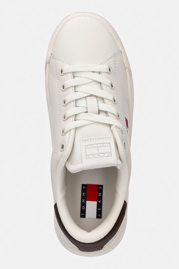 Tommy Jeans TJW SCRIPT CUPSOLE FLATFORM tenisky dámske kožené béžová EN0EN02961