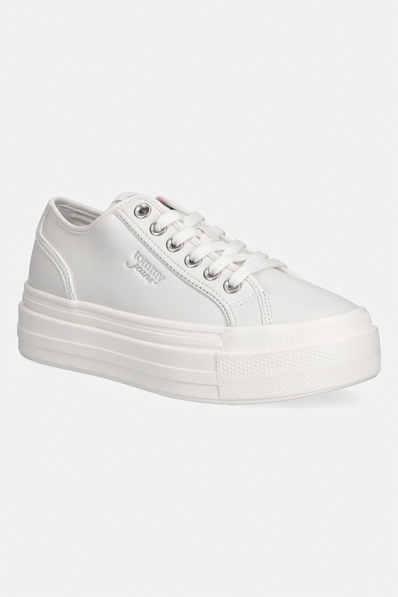 Tommy Jeans TJW FLATFORM SNEAKER LTR tenisice za žene kožne bijela EN0EN02964