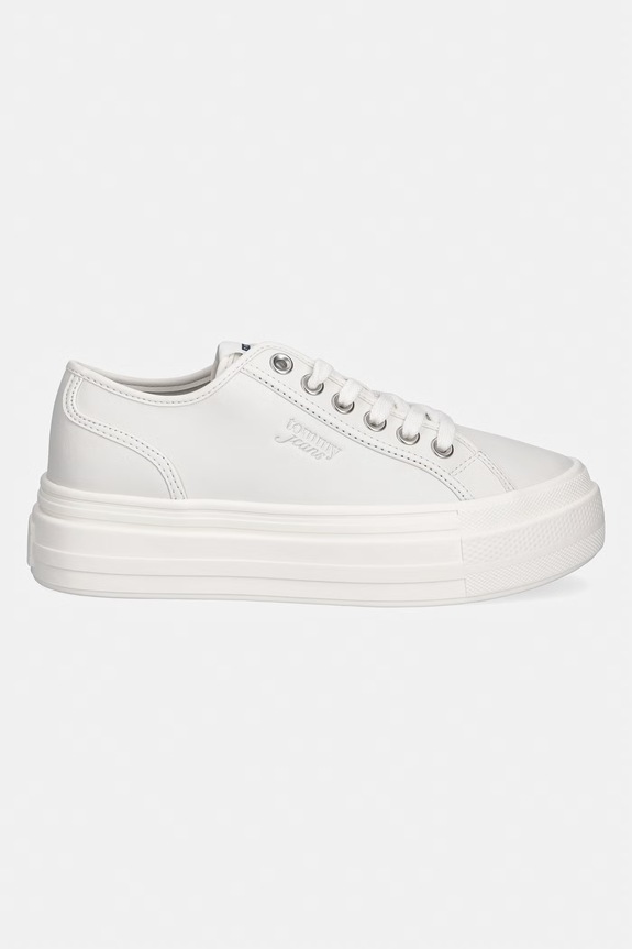 Tommy Jeans TJW FLATFORM SNEAKER LTR tenisice za žene kožne EN0EN02964 bijela SS26