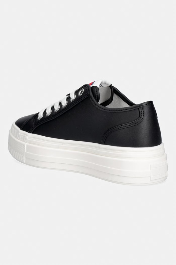 Încălțăminte Tommy Jeans TJW FLATFORM SNEAKER LTR teniși pentru femei, din piele EN0EN02964 negru