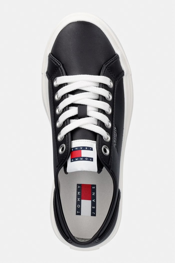 Tommy Jeans TJW FLATFORM SNEAKER LTR teniși pentru femei, din piele negru EN0EN02964