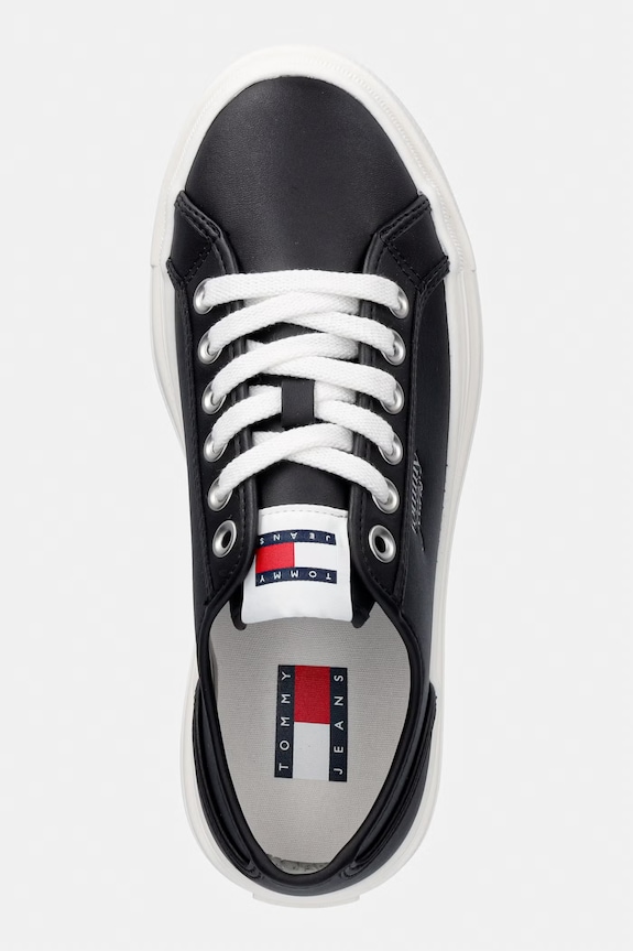 Tommy Jeans TJW FLATFORM SNEAKER LTR teniși pentru femei, din piele negru EN0EN02964